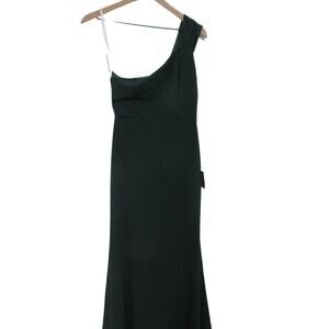 Lulu's Womens Sz S Green One Shoulder Maxi Dress Evening Wear Wedding Guest